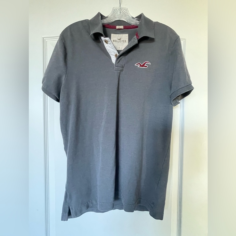 Hollister Charcoal Stretch Polo